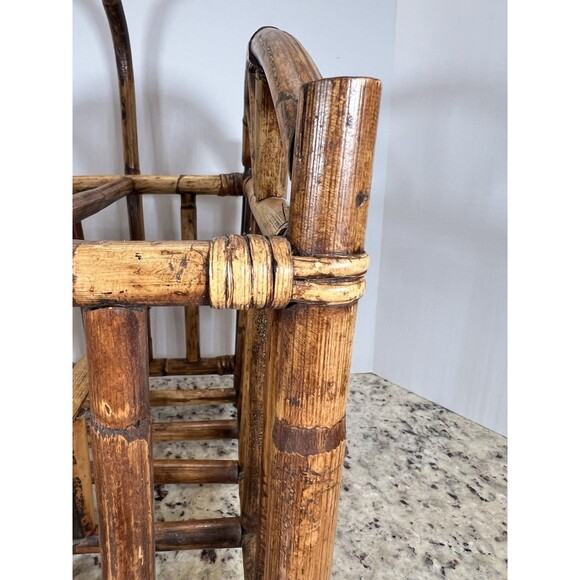 Bamboo Magazine Rack Mid Century Modern Turtle Shell Bamboo Hollywood Regency. - Picture 6 of 15